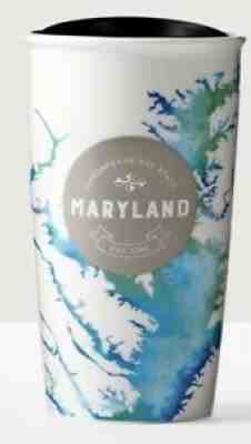 ð??¥Starbucks 2016 Maryland Chesapeake Bay Ceramic Travel Mug Tumbler w/Lid 12 oz. - Sold on eBay Jun 22, 2021 for $69.95