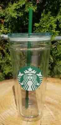 Starbucks 2016 Venti 20 oz Clear Glass Double Wall Cold Cup Tumbler w/straw HTF - Sold on eBay Jul 06, 2021 for $67.33