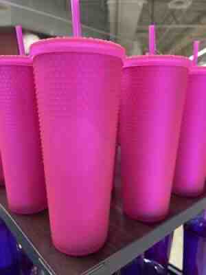 Starbucks Fall 2021 Neon Pink Soft Touch 24oz Cold Cup Tumbler - Sold on eBay Sep 12, 2021 for $45.00