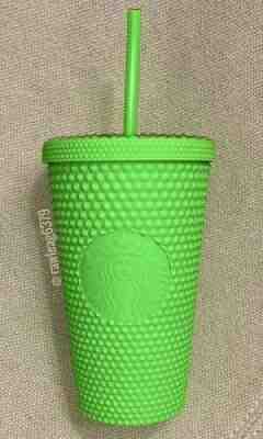 NEW Starbucks ~ Neon Lime Green Matte Studded Tumbler ~ Grande ~ Cold Cup ~ 2021 - Sold on eBay Aug 24, 2021 for $40.00