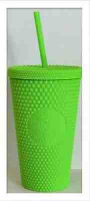 Starbucks Fall 2021 Neon Green 16oz Studded Bling Soft Touch Cold Cup Grande - Sold on eBay Sep 12, 2021 for $35.95