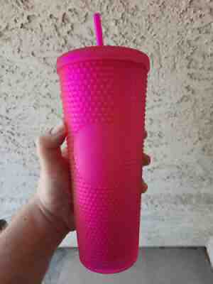 Starbucks Neon Pink Tumbler Fall 2021 24oz Studded Cold Cup IN HAND - Sold on eBay Aug 24, 2021 for $48.87