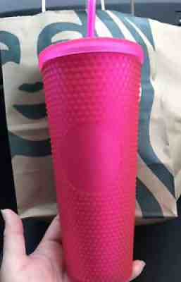 New Starbucks Fall 2021 Neon Pink 24oz Studded Cold Cup - Sold on eBay Sep 12, 2021 for $42.99