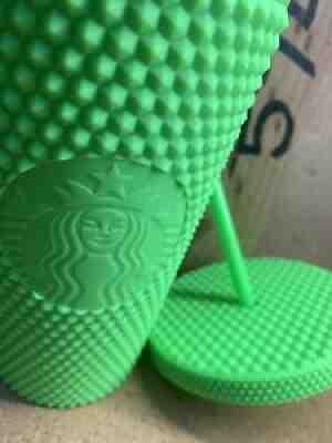 Starbucks Fall 2021 Neon Green 16oz Studded Bling Soft Touch Cold Cup Grande - Sold on eBay Sep 04, 2021 for $23.99
