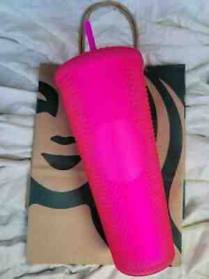 NEW Starbucks Neon Pink Tumbler Fall 2021 24oz Studded Cold Cup FAST SHIPPING! - Sold on eBay Aug 25, 2021 for $45.99