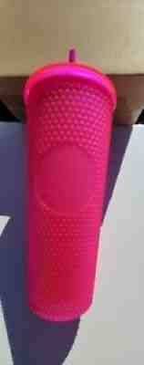 STARBUCKS - 24oz Hot Neon Pink Soft Studded Cold Cup Tumbler AUTHENTIC Fall 2021 - Sold on eBay Sep 09, 2021 for $36.90