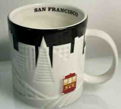 Starbucks San Francisco City Relief Coffee Mug Black White Cable Car 18 oz 2012 - Sold on eBay Jul 01, 2021 for $19.88