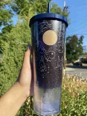 Starbucks Bunny Rabbit Cold Cup Stargazing Moon Fest. Easter 24 oz 2021 - Sold on eBay Aug 23, 2021 for $51.00