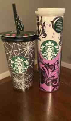 Starbucks 2021 LTD Halloween Fall Cups16 Oz Spider Web & 16 Oz Black Cat Tumbler - Sold on eBay Sep 08, 2021 for $66.00