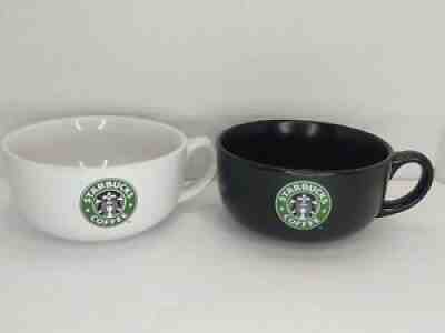 Lot of 2 Starbucks Mermaid Logo Black White 18oz Coffee Mug Cup Bowl 2008 - Sold on eBay Aug 17, 2021 for $23.00
