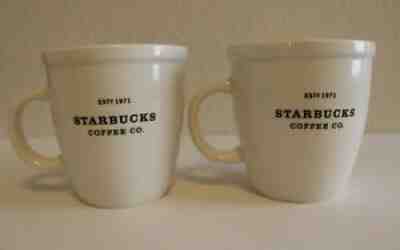 Starbucks Coffee Mug Cup 2001 Barista Abbey White 18 oz Black Graphics Est 1971