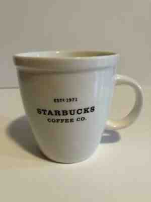 Starbucks Coffee Mug Cup 2001 Barista Abbey White 18 OZ Black Graphics Est 1971 - Sold on eBay Aug 11, 2021 for $12.95