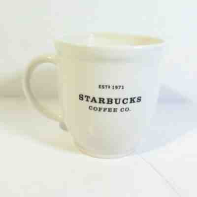 Starbucks Coffee Mug Cup 2007 Barista Abbey White 18 oz Black Graphics Est 1971 - Sold on eBay Aug 16, 2021 for $22.99