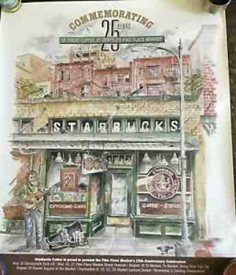 STARBUCKS 25th Anniversary POSTER 1996 Original Store Pike Place Market Seattle - Sold on eBay Jul 22, 2021 for $49.99