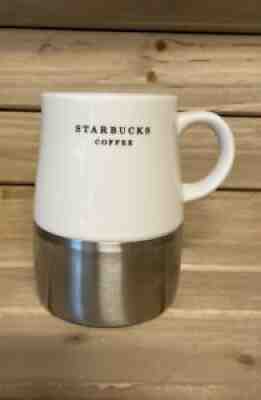 Starbucks 2006 White Ceramic with Stainless and Rubber Bottom 14oz Travel Mug - Sold on eBay Aug 10, 2021 for $5.99