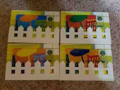 STARBUCKS 2006 Summer Set of Four (4) Gift Cards With RARE Picket Fence Sleeves - Sold on eBay Aug 27, 2021 for $13.00