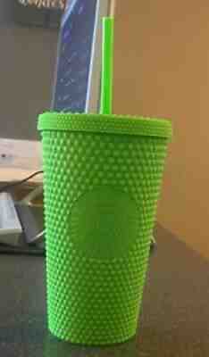 Starbucks Neon Green Tumbler Fall 2021 Grande Studded Cold Cup - Sold on eBay Aug 26, 2021 for $34.00