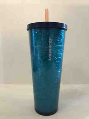 Starbucks 2017 Cold Cup 24 Oz Tumbler Embossed Tin Floral Foil Teal **See Desc** - Sold on eBay Sep 11, 2021 for $56.00