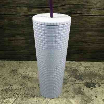 Starbucks 2021 Matte Lilac Lavender Purple Grid Studded 24 oz Tumbler Soft Touch - Sold on eBay Sep 13, 2021 for $45.00