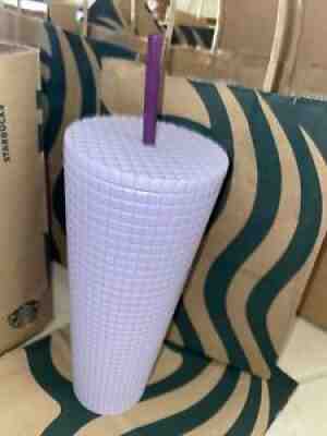 NEW Starbucks Venti 2021 Matte Lilac Lavender Purple Grid Studded 24 oz Tumbler - Sold on eBay Sep 09, 2021 for $44.95