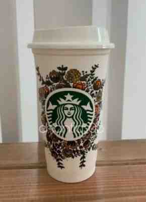 Starbucks 2015 Flower Floral Fall Reusable White Cup 16oz - Sold on eBay Aug 24, 2021 for $15.99