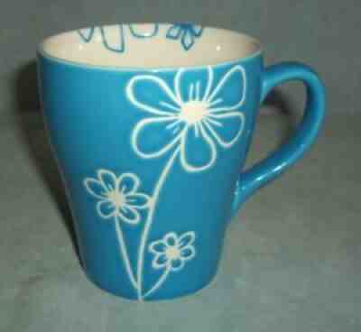 Starbucks Coffee Mug Sky Blue with White Embossed Daisy Flower 2007 15 oz - Sold on eBay Sep 12, 2021 for $12.98