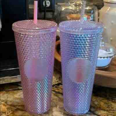 Taiwan Aurora Blue Studded & Rose Quartz Studded Starbucks Cup - Sold on eBay Jul 19, 2021 for $285.00