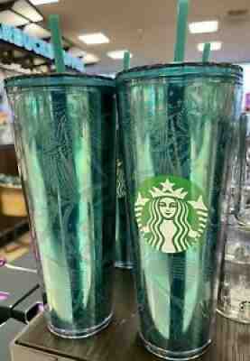 Starbucks Fall 2021 Emerald Sparkle Green Glitter 24 oz Tumbler Cold Cup - Sold on eBay Sep 11, 2021 for $39.95