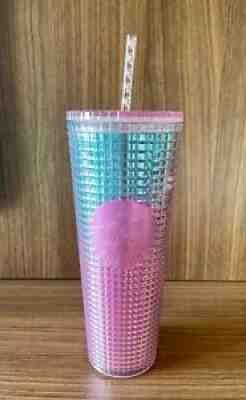 Starbucks Blue Purple Metallic Grid Spiral Straw 24 oz Tumbler Cold Cup New - Sold on eBay Jul 03, 2021 for $16.40
