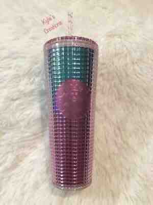 Starbucks Summer 2021 Pink Blue Grid Studded 24oz Tumbler Teal Cold Cup - Sold on eBay Aug 27, 2021 for $30.00