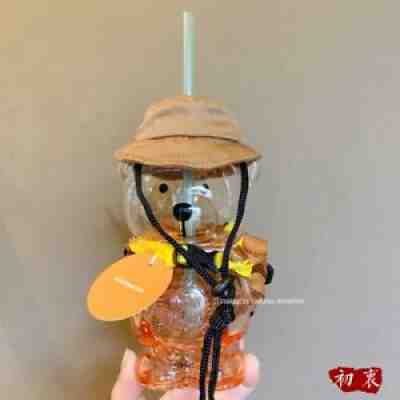 New 2021 China Starbucks Camp Bear With Hat Bag 14oz Glass Straw Cup Tumbler - Sold on eBay Jun 22, 2021 for $68.99