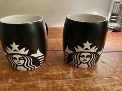 TWO STARBUCKS BLACK BARREL COFFEE MUGs ETCHED MERMAID SIREN LOGO (2011) - Sold on eBay Sep 11, 2021 for $18.00