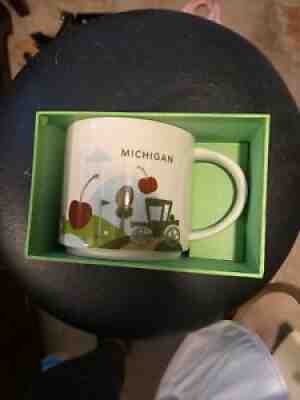 Starbucks Michigan "You Are Here " Series Coffee Mug 2013 14 oz w/Cherries - Sold on eBay Aug 13, 2021 for $13.00