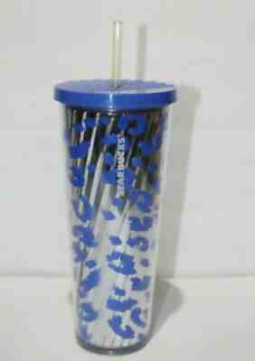Starbucks 2018 Blue & Silver Leopard Cold Cup 710ml Limited Edition NO STRAW - Sold on eBay Aug 10, 2021 for $75.00