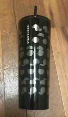 New Starbucks Black & Silver polka dot Stainless Tumbler 24 fl oz Lid & Straw - Sold on eBay Jul 06, 2021 for $39.99