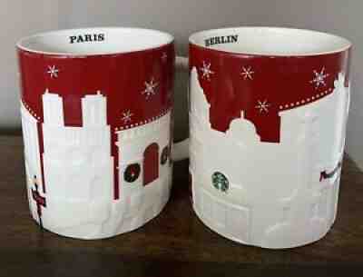 Set of Starbucks relief mug - Red Paris and Berlin - Never Used - Sold on eBay Jun 24, 2021 for $150.00