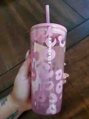 Starbucks Summer 2021 Glass Pink Leopard Cheetah Print Cold Cup Tumbler 18oz - Sold on eBay Aug 05, 2021 for $34.00