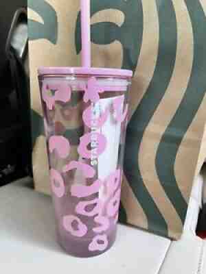 starbucks pink leopard/cheetah glass tumbler 18 oz,new summer 2021 with straw - Sold on eBay Jun 19, 2021 for $70.00