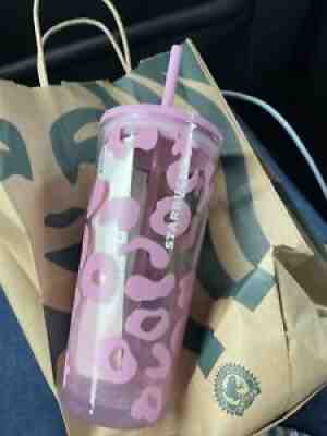 Starbucks Summer 2021 Glass Pink Leopard Cheetah Print Cold Cup Tumbler 18oz NEW - Sold on eBay Jun 22, 2021 for $55.00