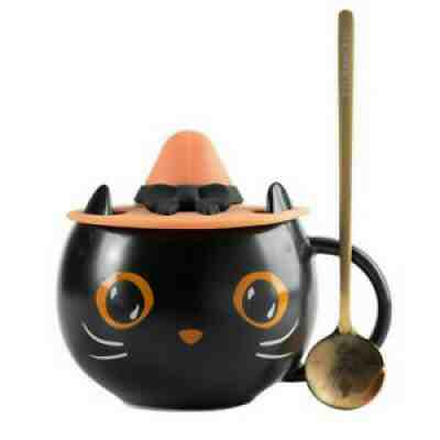 2021 Starbucks Black Cat Cup Water Mug Halloween Gift with Witch Cap Lid & Spoon - Sold on eBay Sep 13, 2021 for $29.88