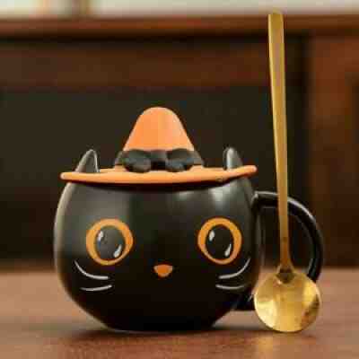 2021 Halloween Gifts Starbucks Black Cat Cup W/ Witch Cap Lid & Spoon Water Mug - Sold on eBay Sep 12, 2021 for $29.89