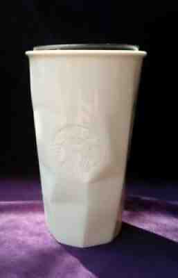 Starbucks White Ceramic Faceted Mermaid Travel Tumbler With Black Lid 10oz 2013 - Sold on eBay Jun 22, 2021 for $8.99