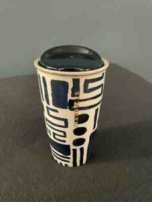 Starbucks 2015 Blue Modern Art Gold Rim Ceramic Travel Tumbler Insulated Mug - Sold on eBay Sep 11, 2021 for $7.00