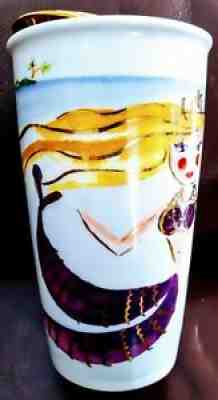 2015 STARBUCKS SIREN MERMAID ART CERAMIC TUMBLER TRAVEL MUG CUP GOLD LID 12 oz - Sold on eBay Sep 12, 2021 for $20.00