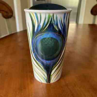 Starbucks Coffee Peacock Feather Travel Tumbler Mug with Ceramic Lid 12oz 2015 - Sold on eBay Aug 14, 2021 for $10.50