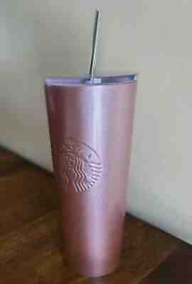 Starbucks Rose Gold Glitter stainless Venti Tumbler with straw 24 oz - Sold on eBay Jun 26, 2021 for $26.00