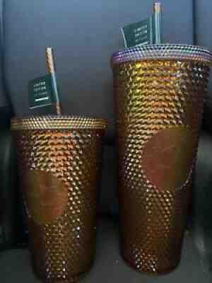 SET Starbucks Honeycomb Studded Tumbler Gold 50th Anniversary - Sold on eBay Aug 03, 2021 for $40.00