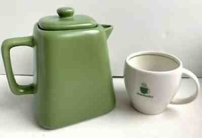Starbucks Square Matte Green Tea Pot 32 fl oz & Barista 2003 Green 8oz Cup - Sold on eBay Aug 24, 2021 for $12.00