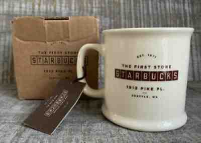 The First STARBUCKS Store Collectors Cream Mug Pike Place Market Seattle WA NIB - Sold on eBay Aug 16, 2021 for $18.95