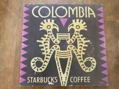 Rare 1990s Colombia Starbucks Coffee Store Display Sign 16